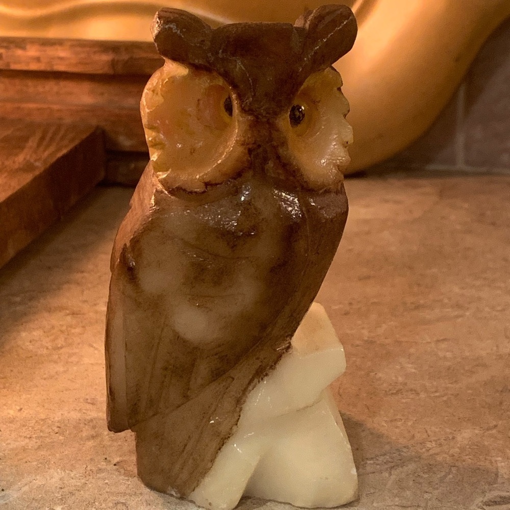 Vintage Alabaster 4” Stone Owl made in Italy